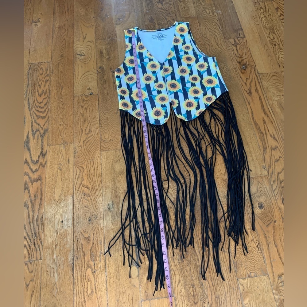 Crazy Train Bohemian Open‎ Vest Sunflower Print - Picture 7 of 7
